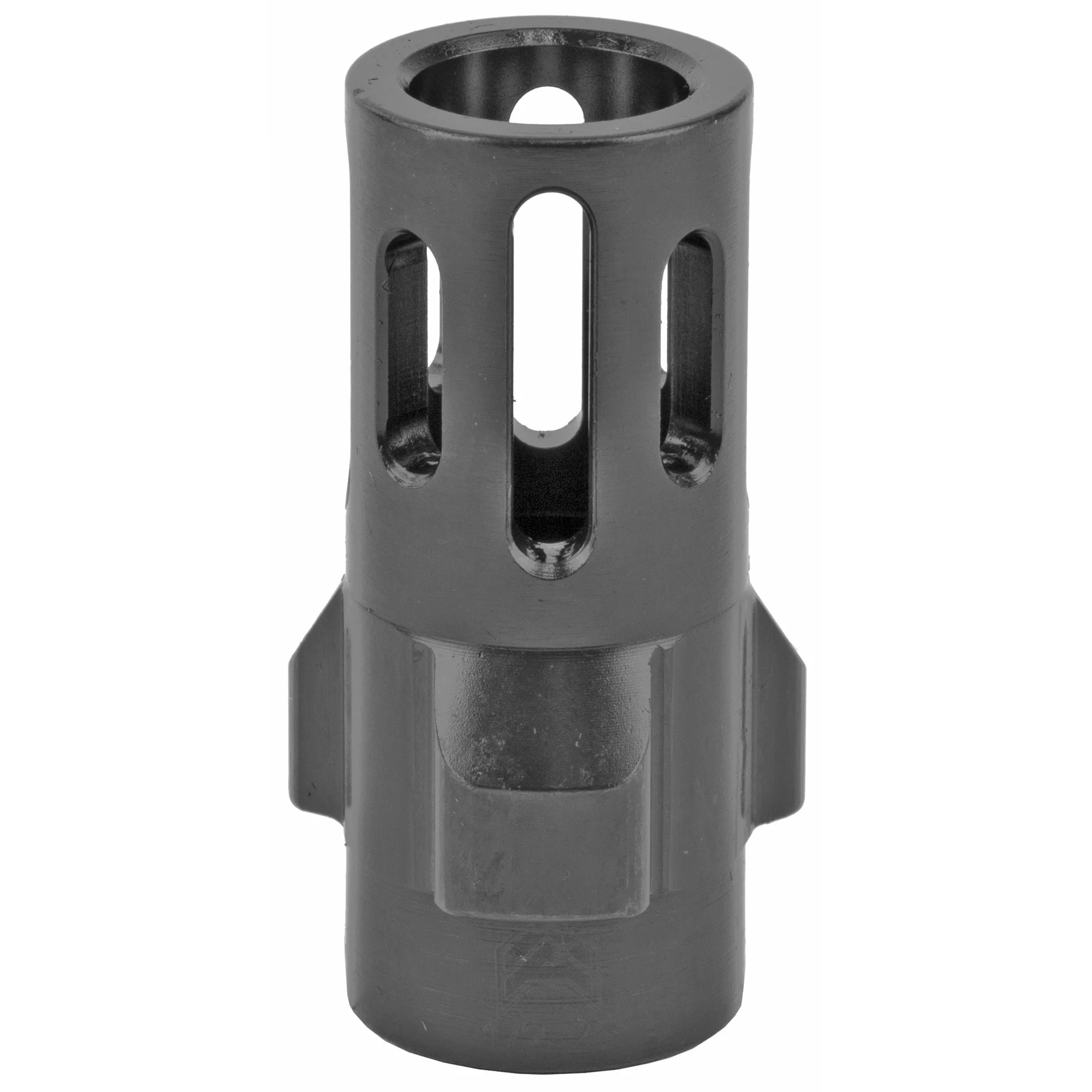 Angstadt Arms, Flash Hider, 3 Lug, 9MM, 1/2x28 Threads, 1.42" Length, Nitride Finish, Black Color