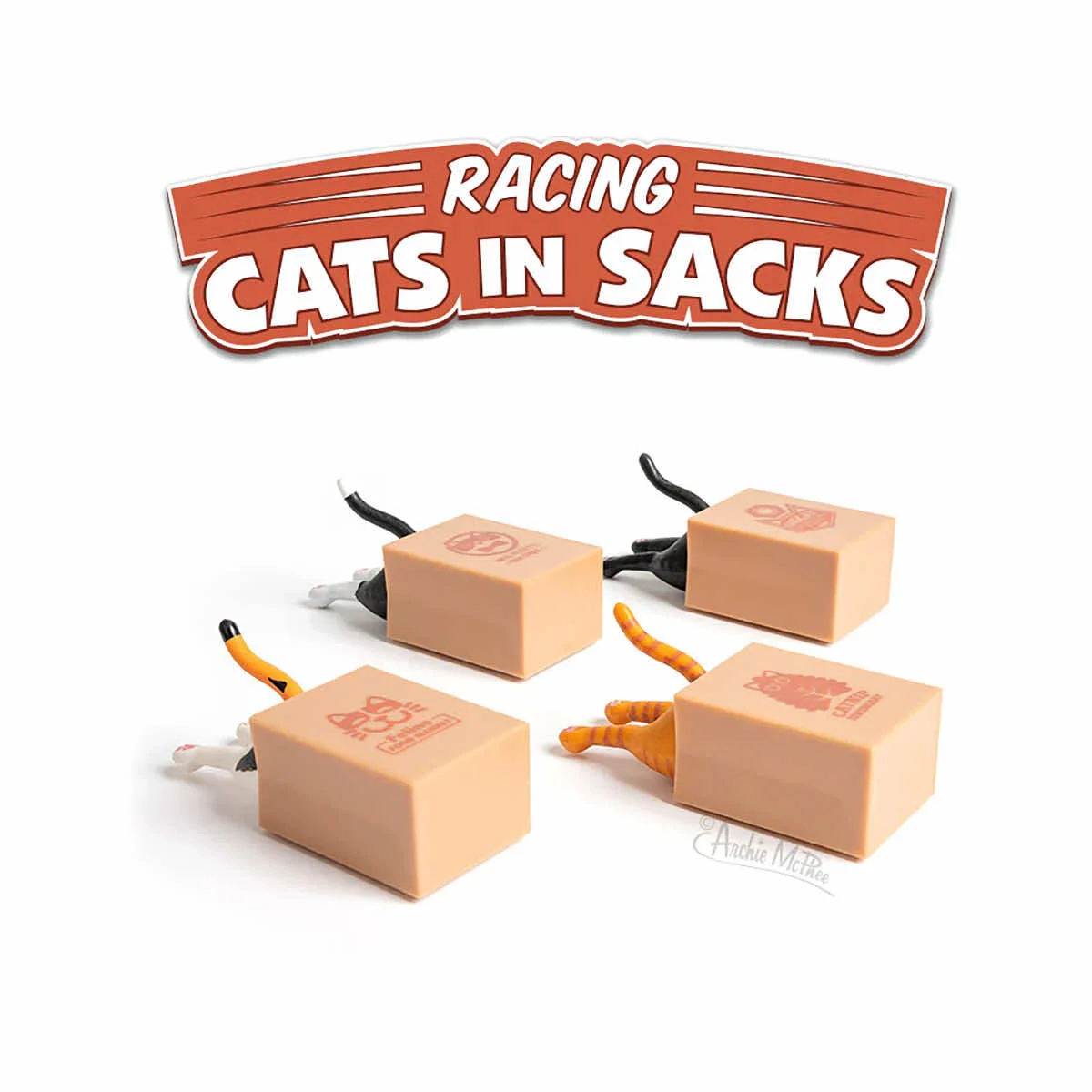 Archie McPhee Racing Cats in Sacks Toy