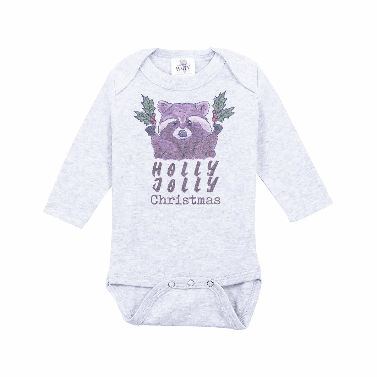 Barefoot Baby Baby Holly Jolly Christmas Raccoon Short Sleeve Onesie