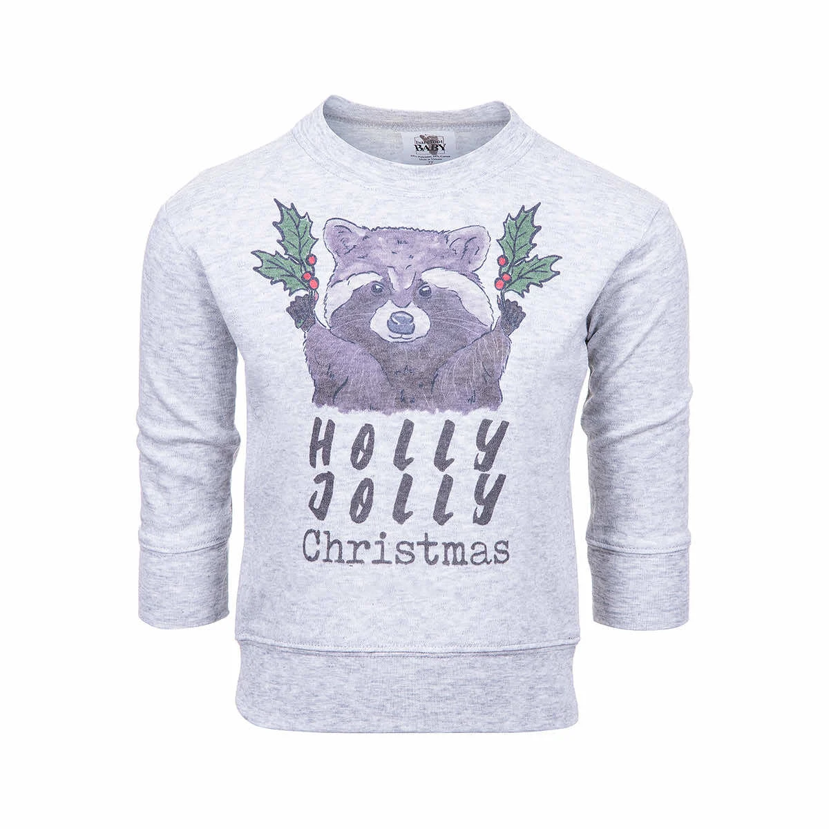 Barefoot Baby Toddler Holly Jolly Christmas Raccoon Long Sleeve T-Shirt