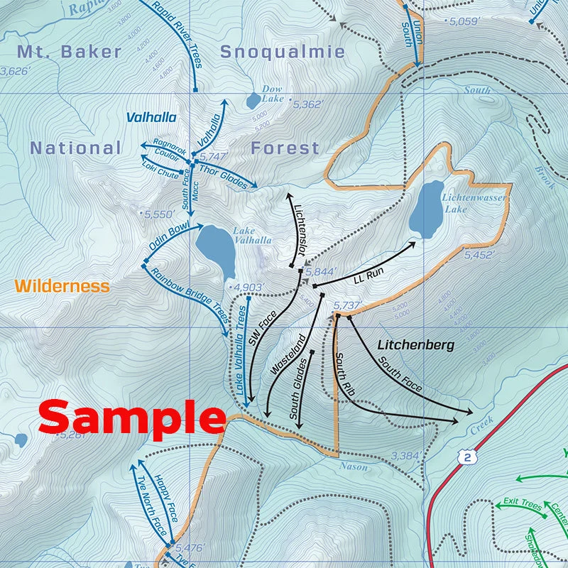 Beacon Guidebooks Backcountry Ski Map Stevens Pass Washington | Miyar Adventures
