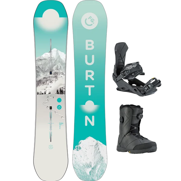 Burton Women's Feelgood Flying V Demo Snowboard Package
