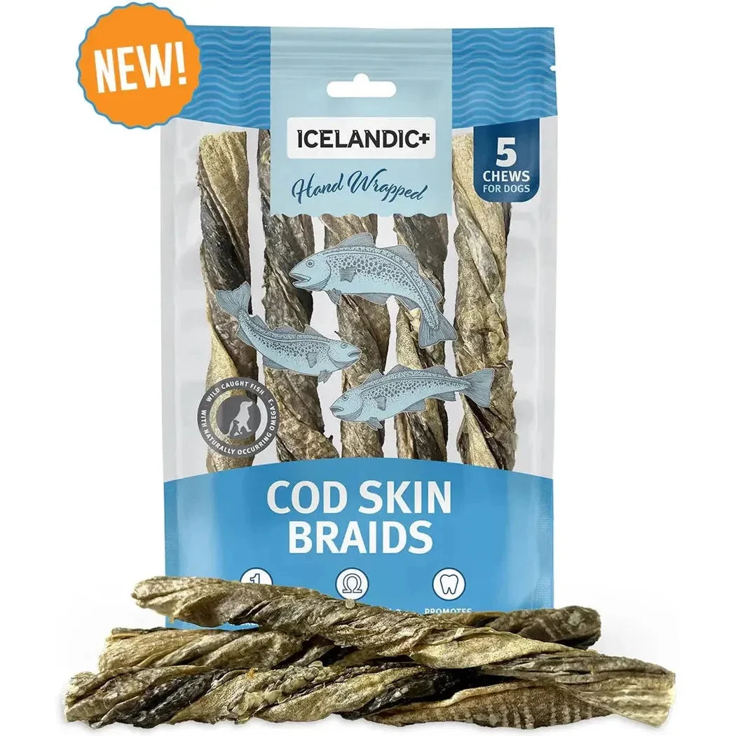 Icelandic+ Cod Skin Braids for Dogs (5pk)