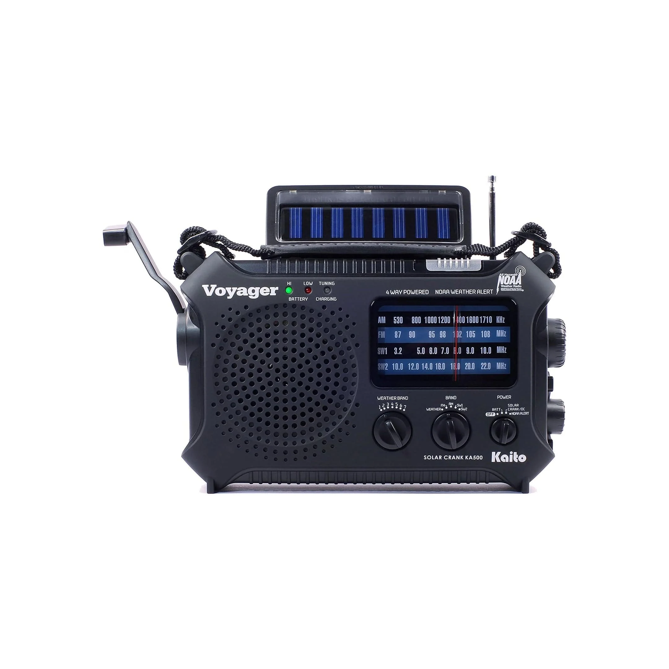 Kaito KA500 Voyager AM/FM/SW Solar Crank Emergency Weather Alert Radio
