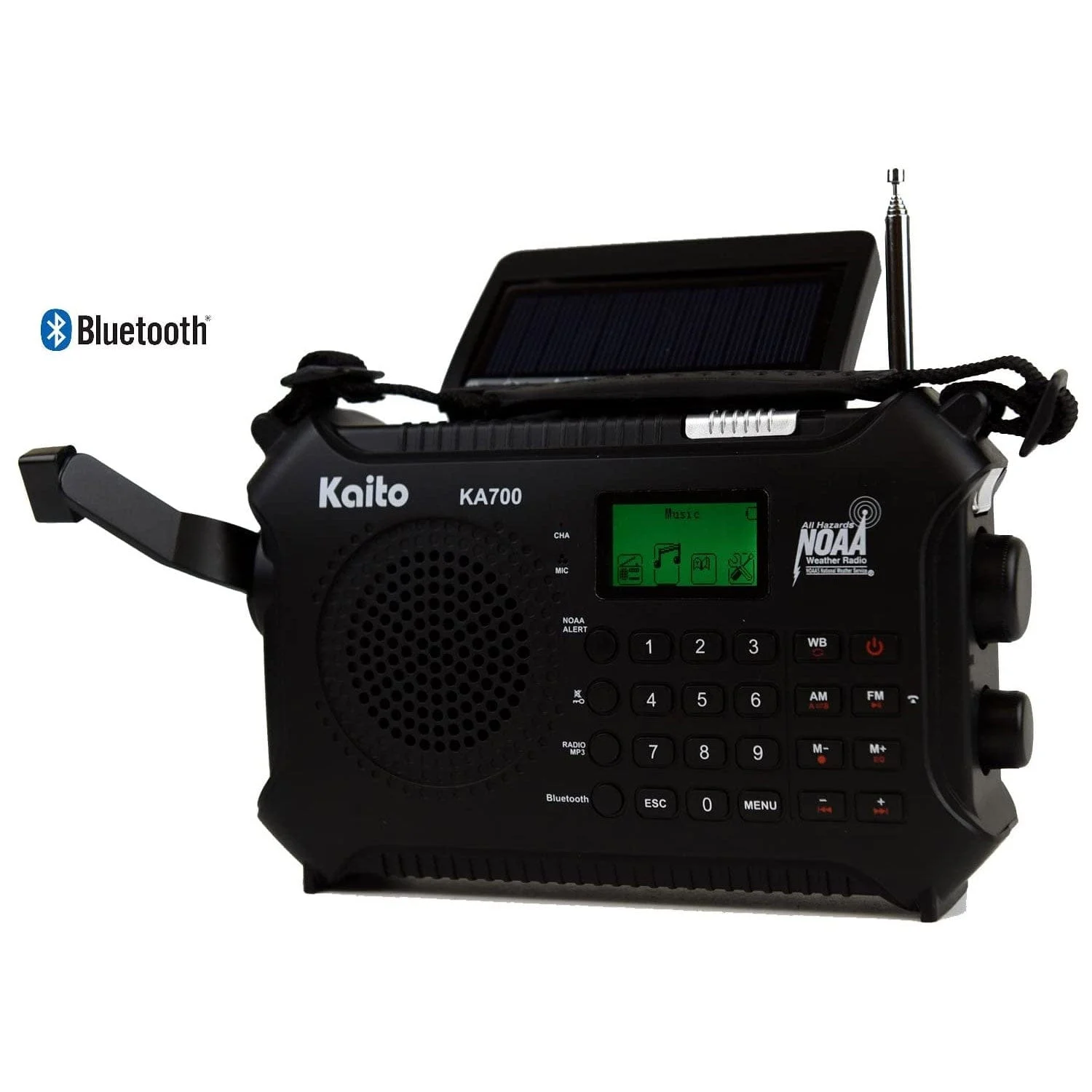 Kaito KA700 Voyager AM/FM NOAA Weather Radio Recorder with Bluetooth, Dynamo & Solar