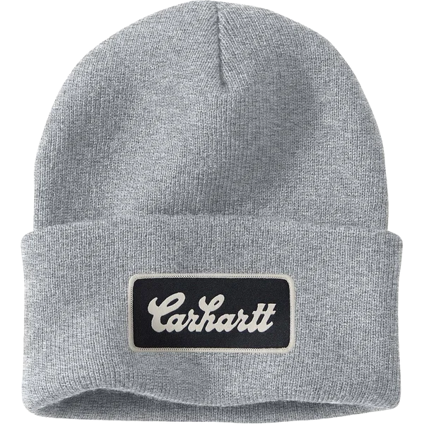 Knit Cuffed Script Patch Beanie