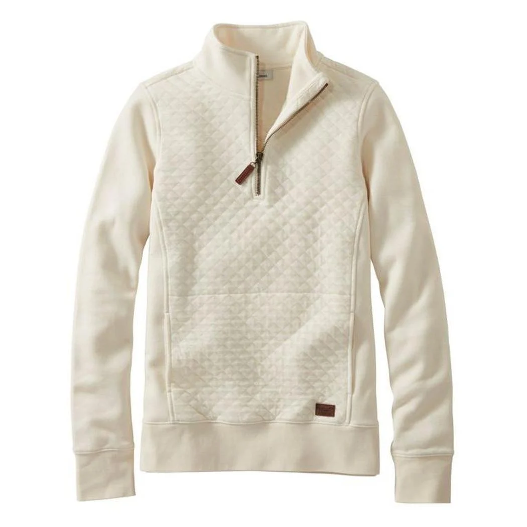 L.L.Bean Women's Regular Quilted Sweatshirt 1/4 Zip Pullover Long Sleeve