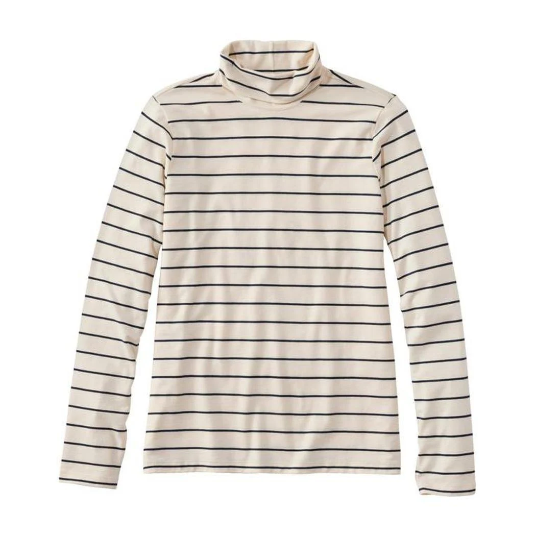 L.L.Bean Women's Soft Stretch Supima-Blend Turtleneck Stripe Tee