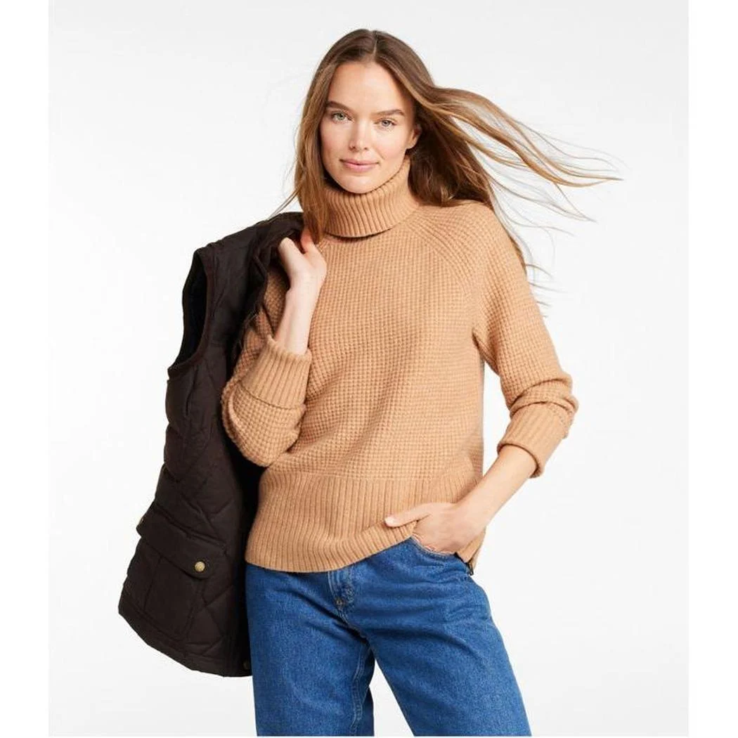 L.L.Bean Women's SuperSoft Waffle Turtleneck Sweater