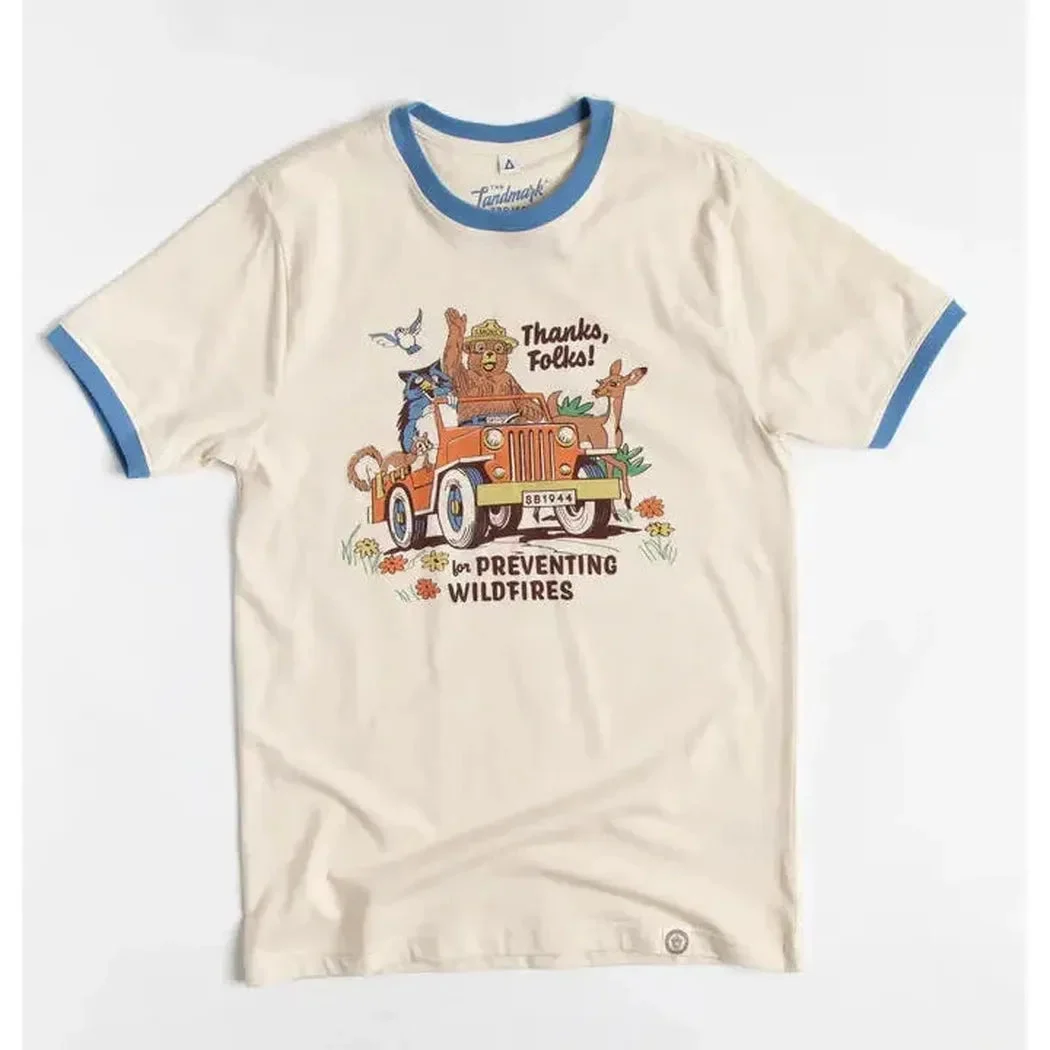 The Landmark Project Thanks, Folks for Preventing Wildfires Unisex Short Sleeve Ringer Tee