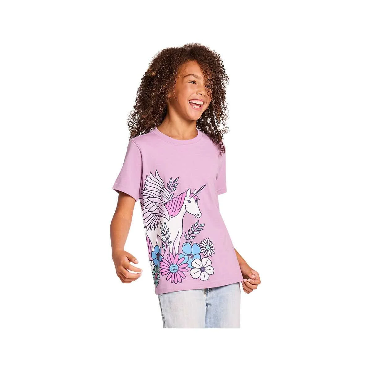 Life is Good Kids' Unicorn and Flowers Short Sleeve Crusher T-Shirt