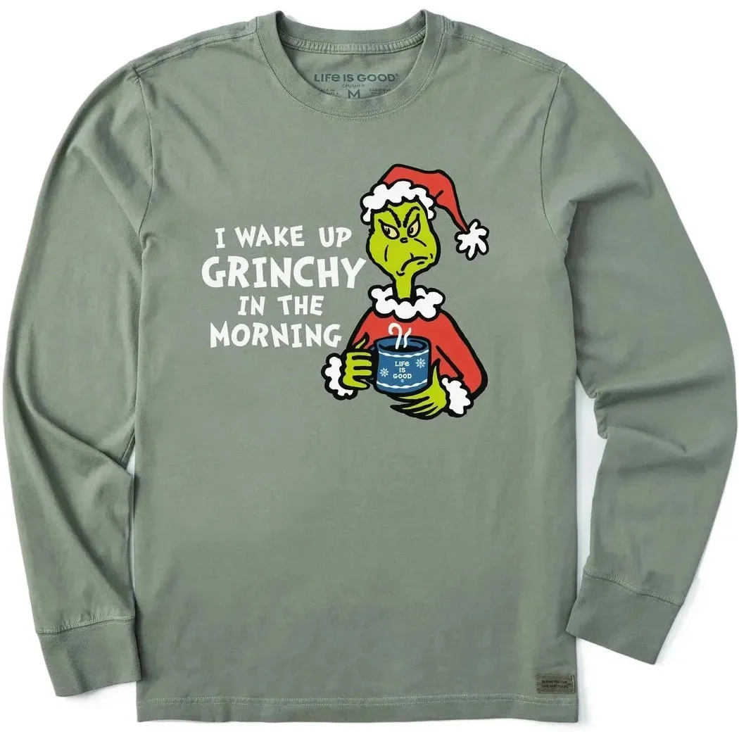 Life is Good Men's I Wake Up Grinchy in the Morning Long Sleeve Crusher Tee