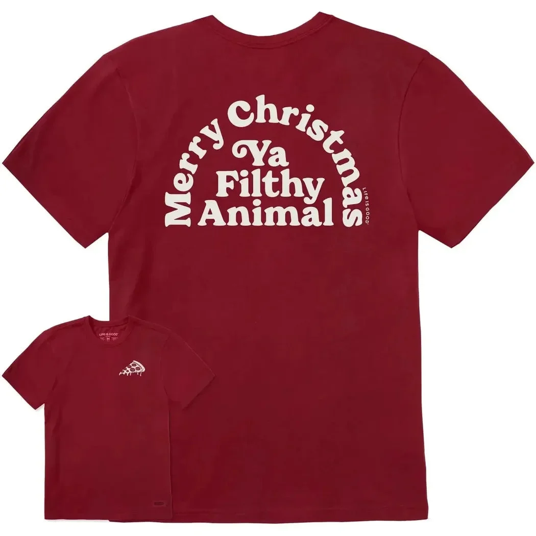 Life is Good Men's Merry Christmas Ya Filthy Animal Short Sleeve Crusher Tee