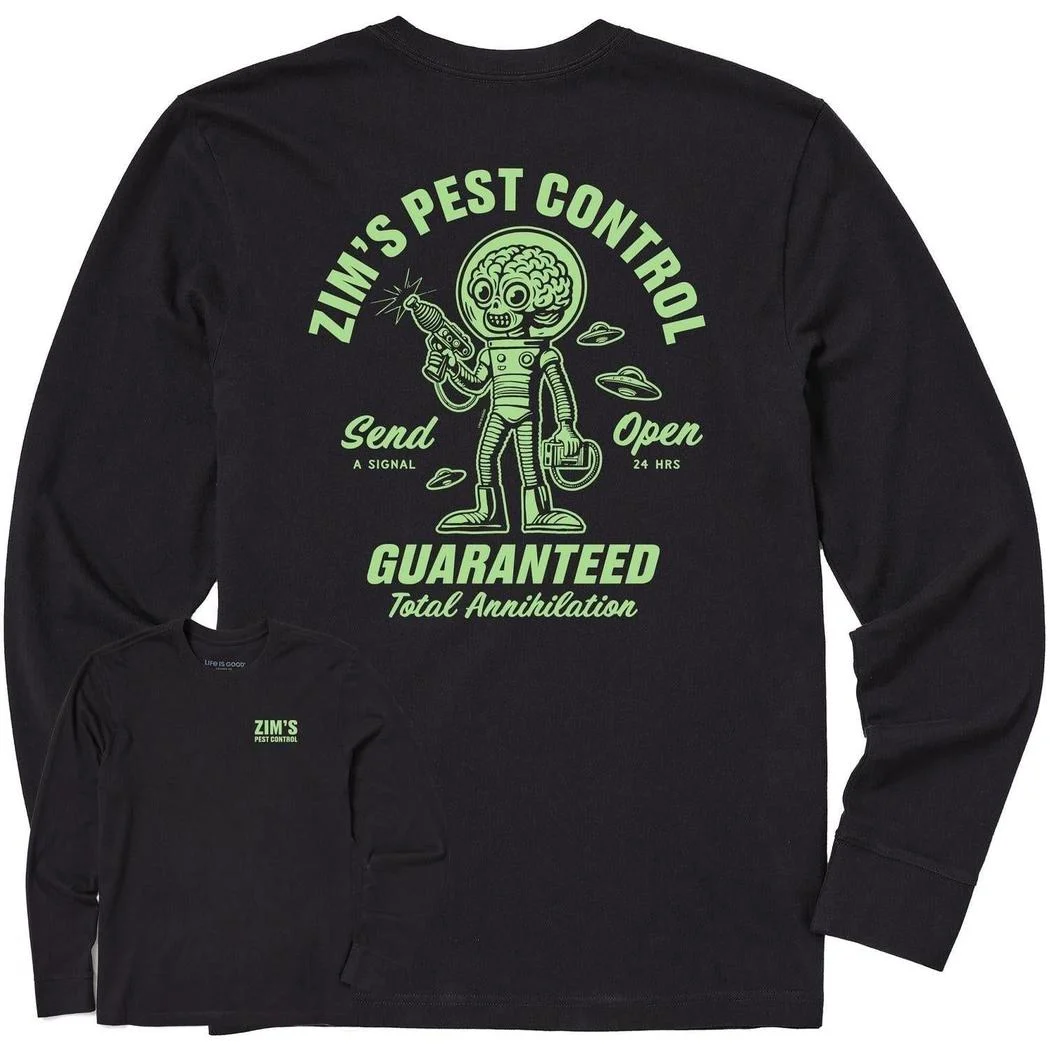 Life is Good Men's Zim's Pest Control Long Sleeve Crusher Tee