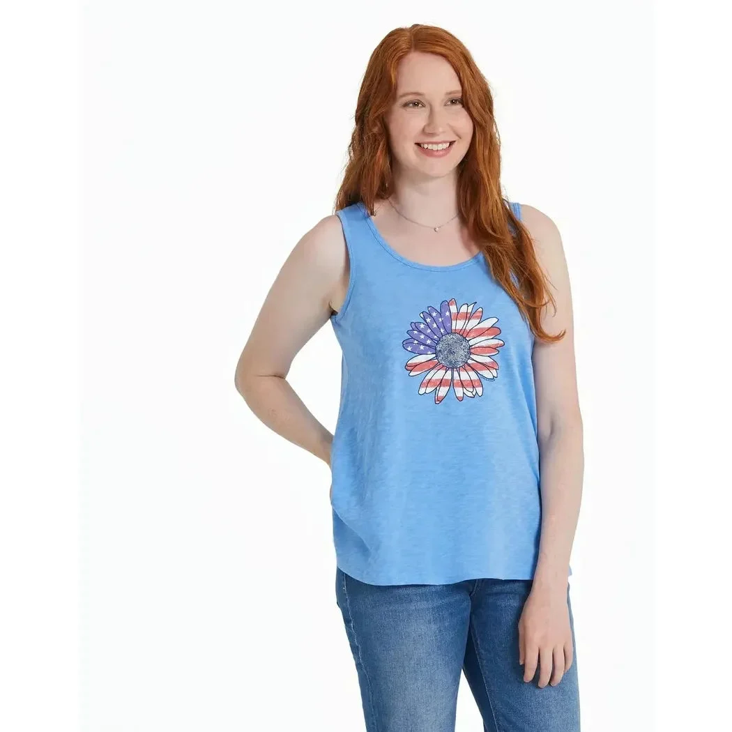 Life is Good Women's America The Beautiful Daisy Textured Slub Tank