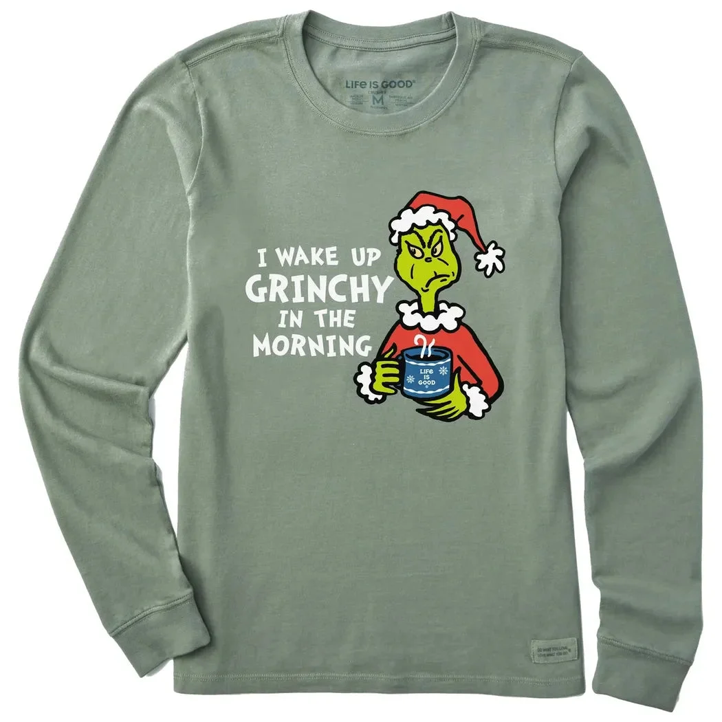 Life is Good Women's I Wake Up Grinchy in the Morning Long Sleeve Crusher Tee