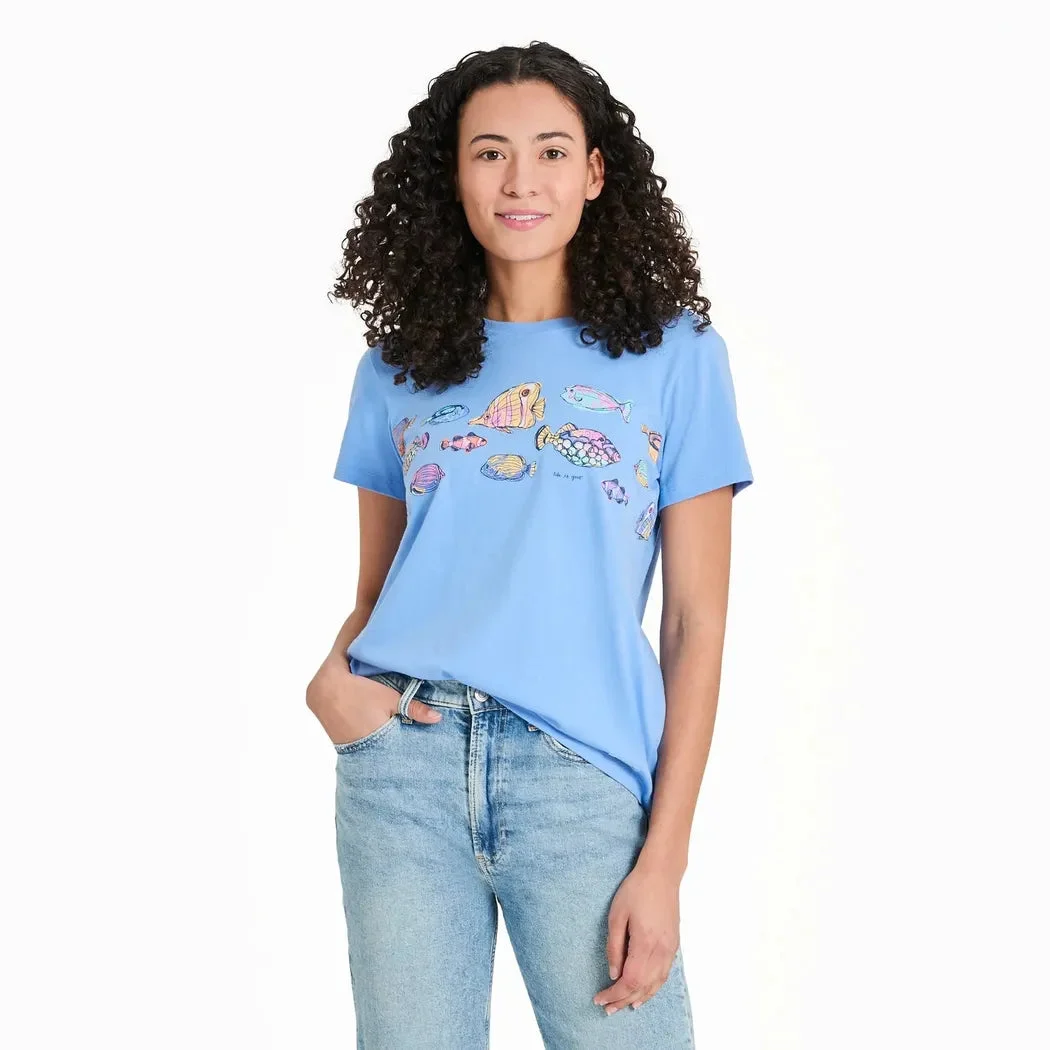 Life is Good Women's School of Tropical Fish Short Sleeve Crusher-LITE Tee