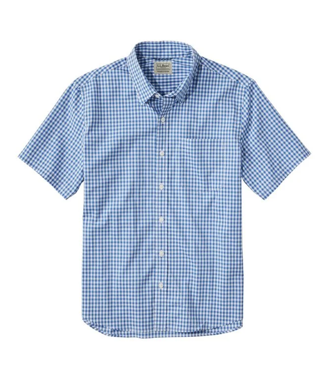Men's Comfort Stretch Performance Shirt, Short Sleeve, Slightly Fitted, Plaid