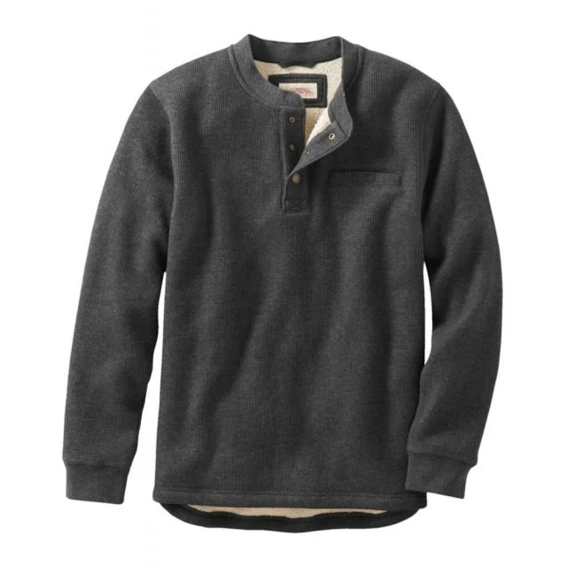 Mens Katahdin Iron Works Bonded Waffle Fleece Henley Slightly Fitted Regular