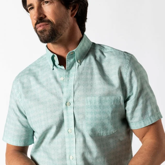 Mens Linen Cotton Oxford Sport Shirt - Hillcrest Print