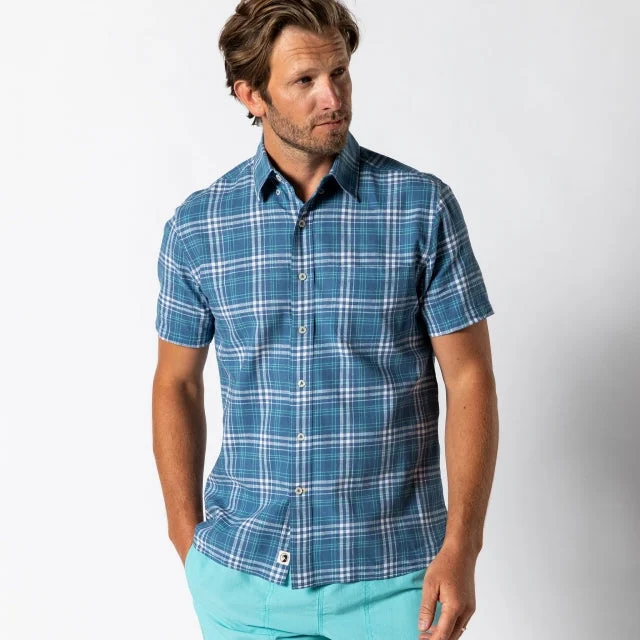 Mens Linen Cotton Oxford Sport Shirt - Quinton Plaid