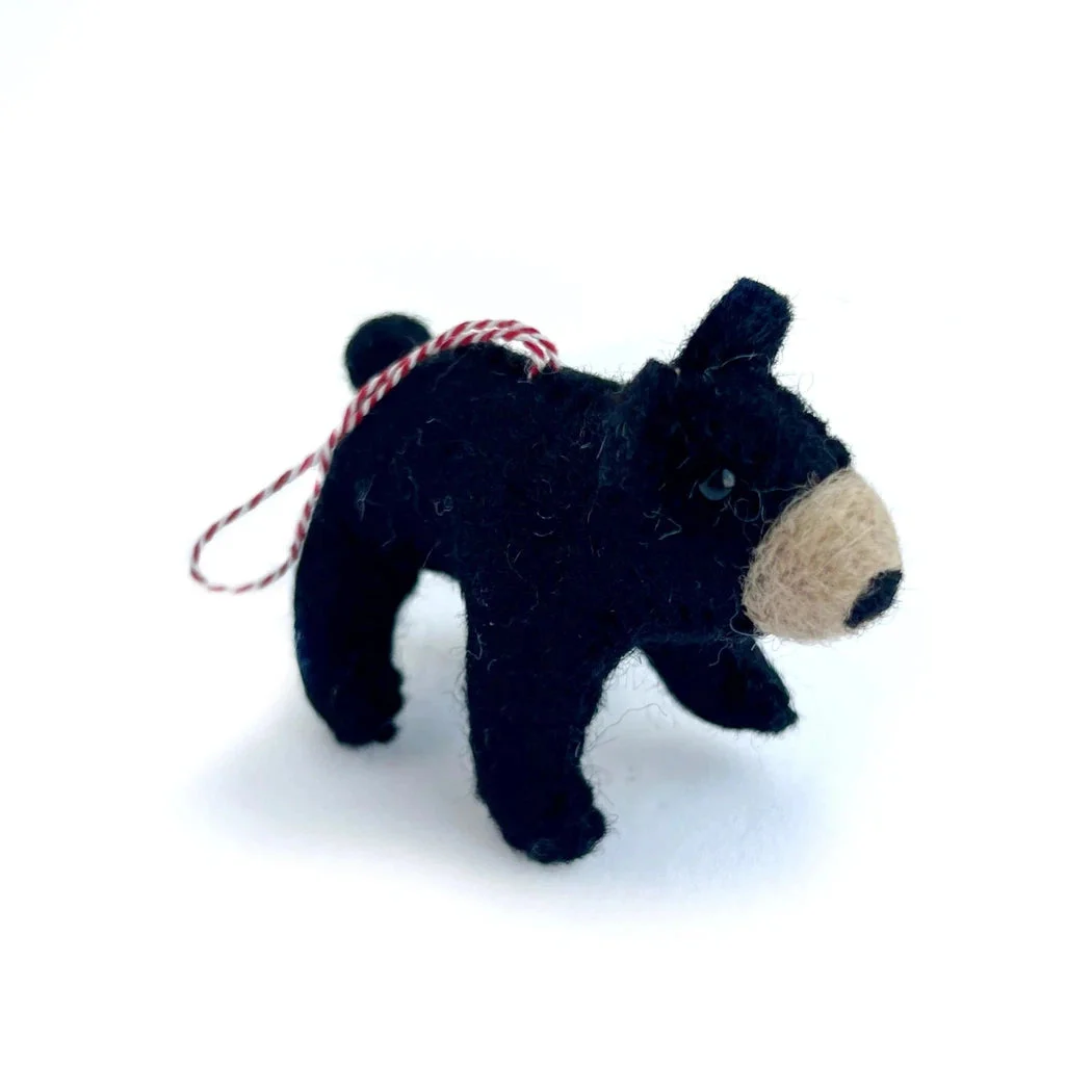 Ornaments 4 Orphans Black Bear Felt Wool Christmas Ornament