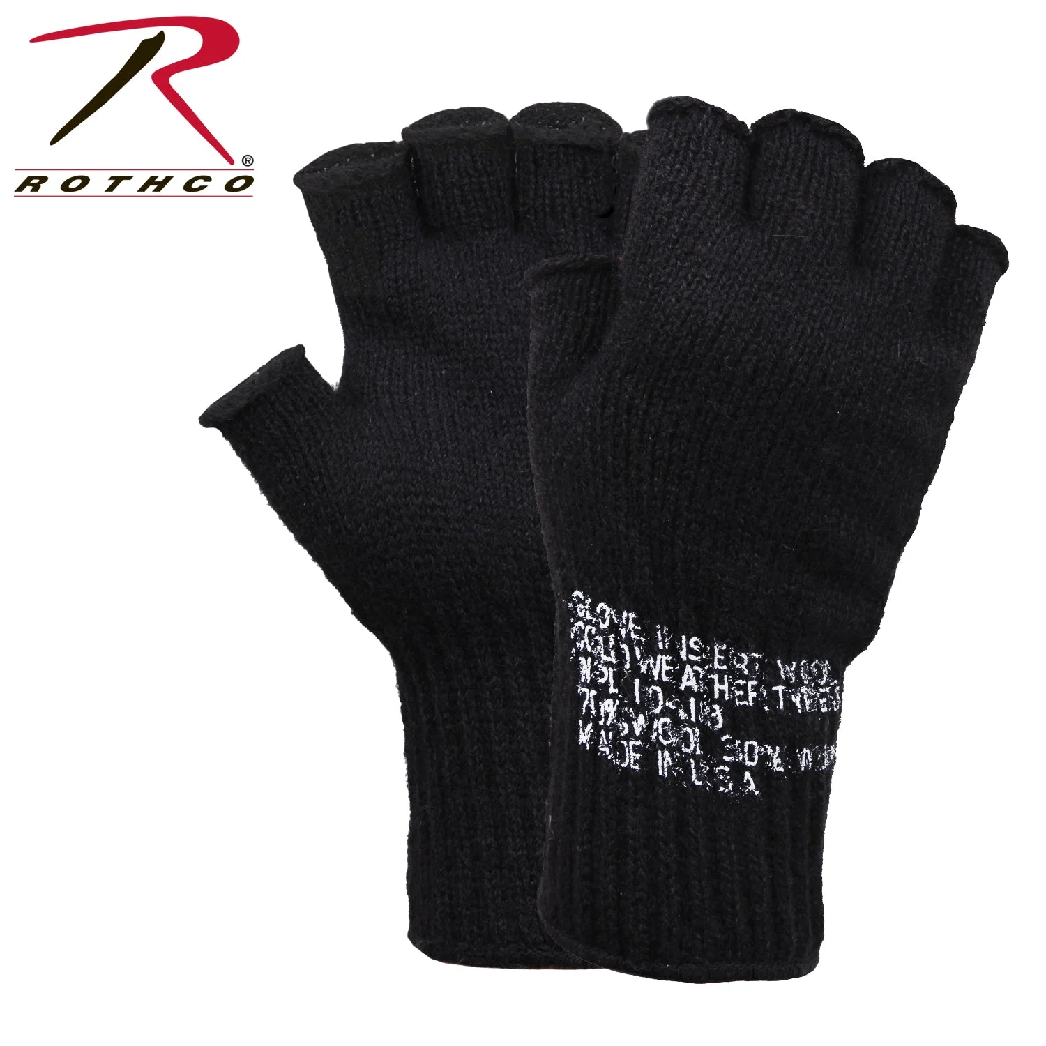 Rothco Fingerless Wool Gloves - Black