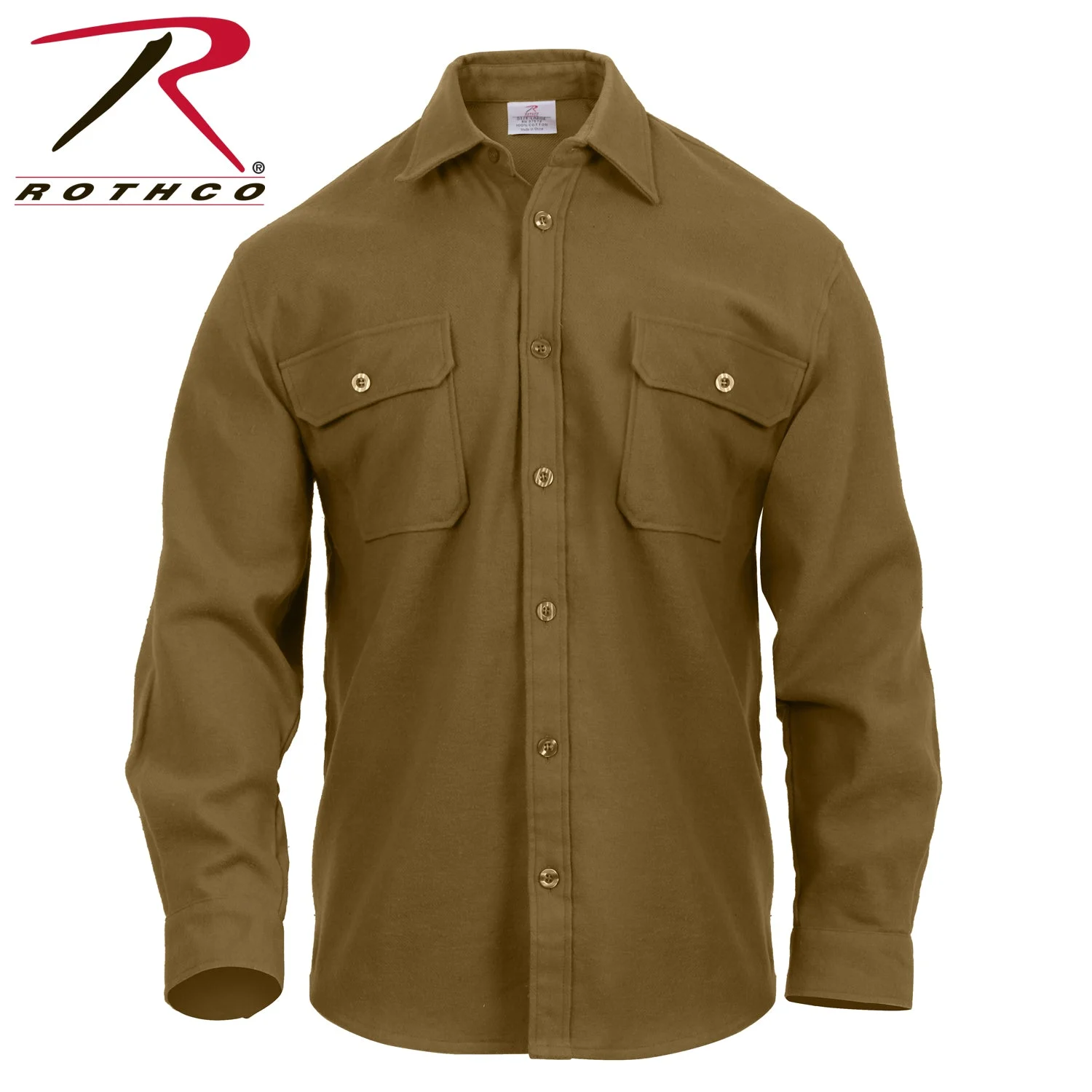 Rothco Heavy Weight Solid Flannel Shirt - Coyote