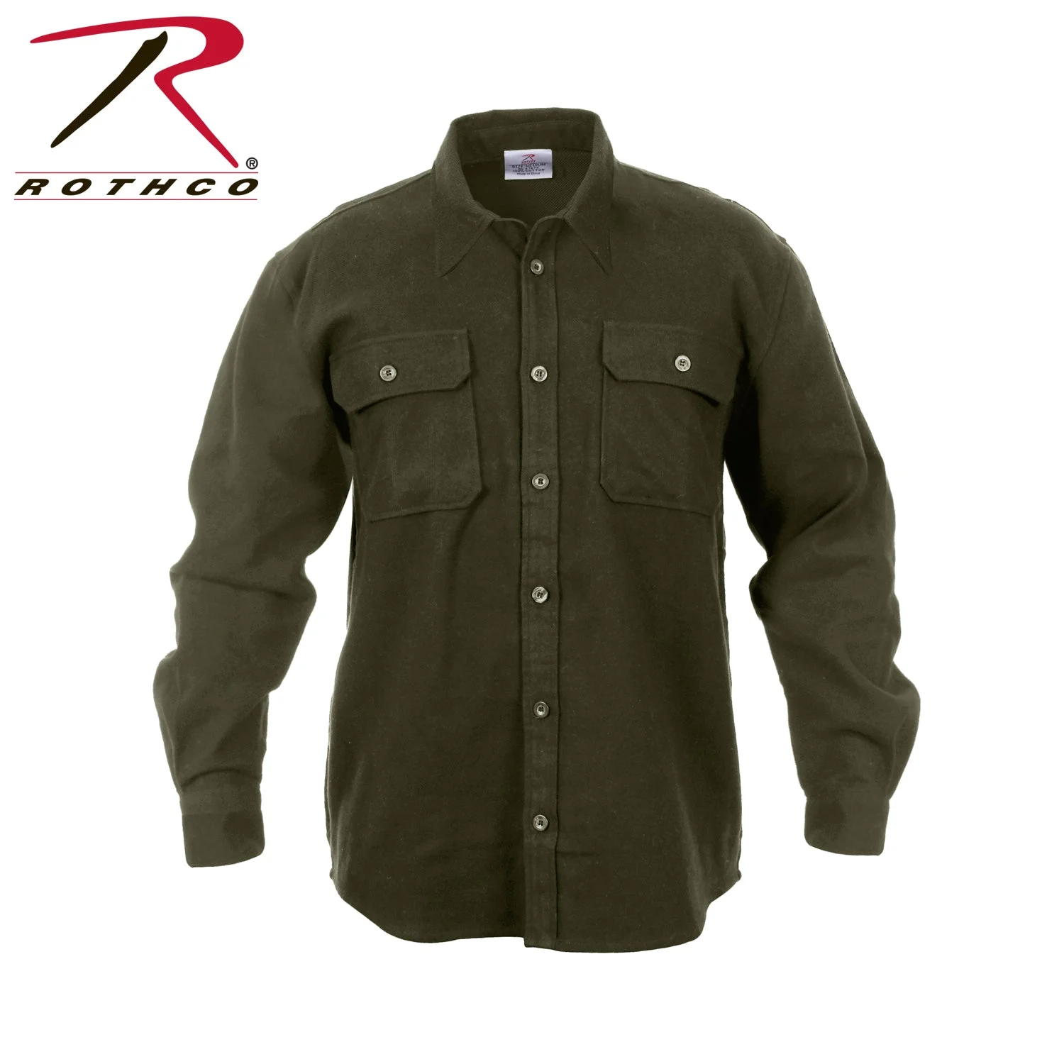 Rothco Heavy Weight Solid Flannel Shirt - Olive Drab