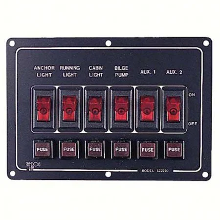 SeaDog 422210 Illuminated Horizontal 6 Switch Panel Features Cigarette | Miyar Adventures