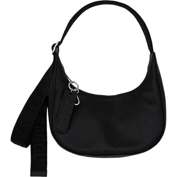 Small Recycled Leather Crescent Bag