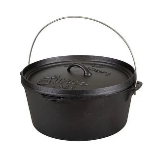 Stansport 8 QT Pre-Seasoned Cast Iron Dutch Oven Flat Bottom - 12" L X | Miyar Adventures