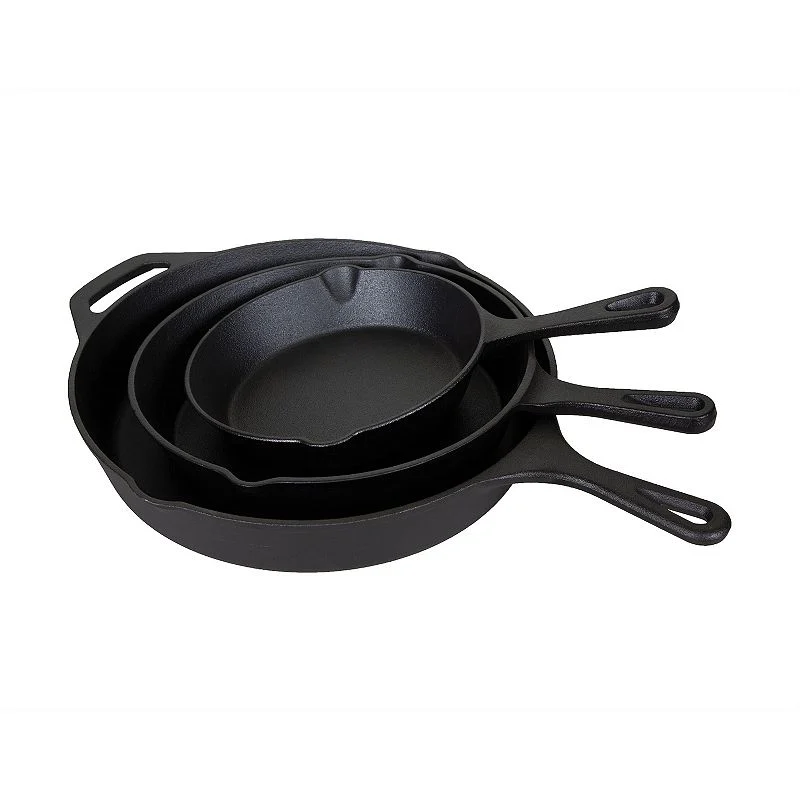 Stansport Pre-Seasoned Cast Iron Frying Pans - 3 Piece Set - 17.4" L X | Miyar Adventures