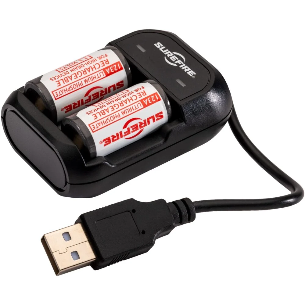 Surefire, 2 Rechargeable LFP123 Batteries, Includes Charger