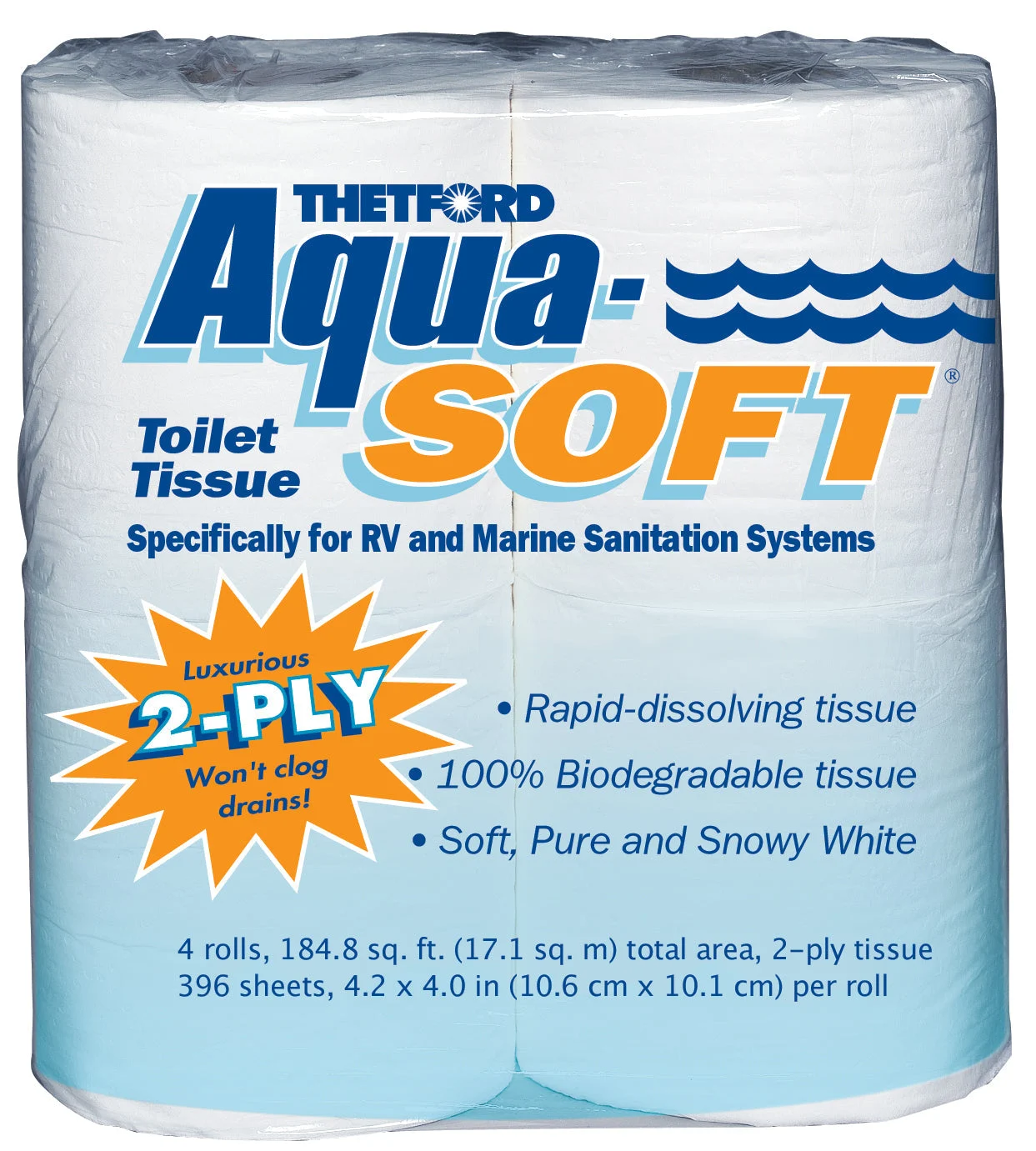 Thetford THE03300 Aqua Soft 2 Ply Tissue Pack of 4 | Miyar Adventures