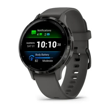 Venu 3SSlate Stainless Steel Bezel with Pebble Gray Case and Silicone BandPART NUMBER010-02785-00