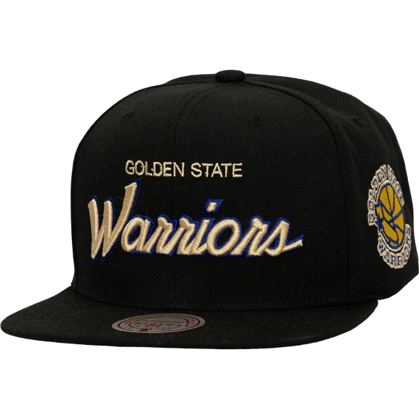 Warriors Cream Script Snapback