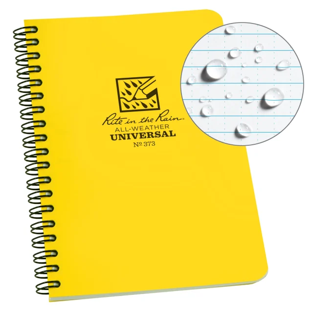 Weatherproof Side Spiral Notebook, 4.625 X 7, Yellow Cover, Universal Pattern (No. 373)