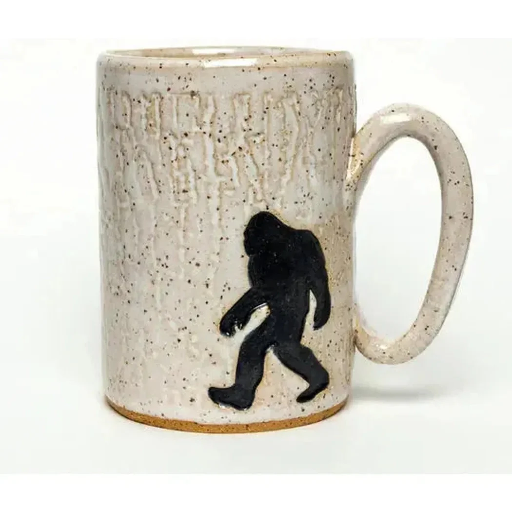 White Squirrel Clayworks Sasquatch / Bigfoot Handmade in Ohio Ceramic White 14oz Mug