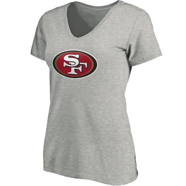 Women's 49ers V-Neck Primary Logo Short Sleeve