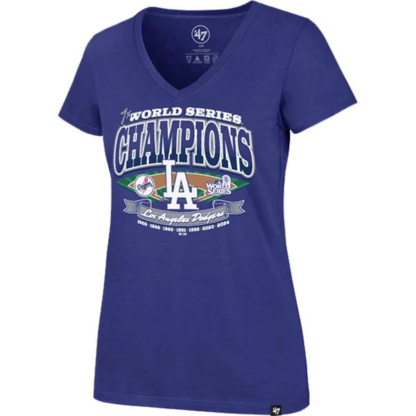Women's Dodgers Playoff Ultra Rival V-Neck Tee