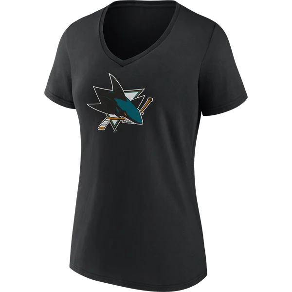 Women's Sharks Team Logo Short Sleeve V-Neck