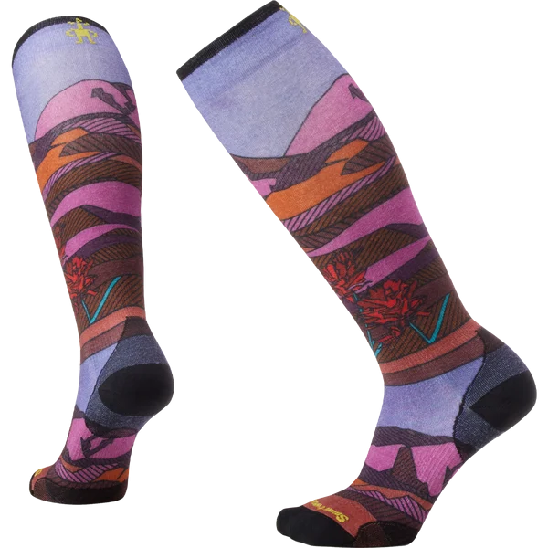 Women's Ski Floral Field Print Over The Calf Socks